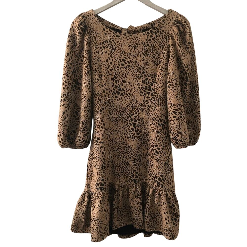 Anthropologie Maeve Leopard Print Knit Cut Out Mini Dress NEW